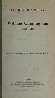 Cover of: William Cunningham, 1849-1919. by William Robert Scott, William Robert Scott